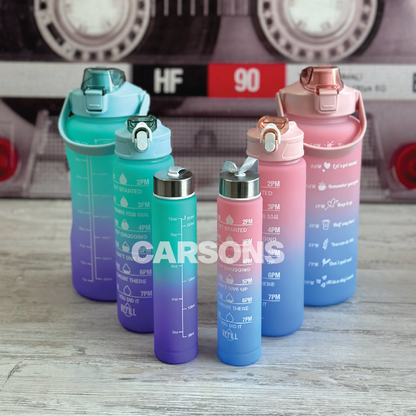 Pack of 3 Time Marker Gradient Water Bottles