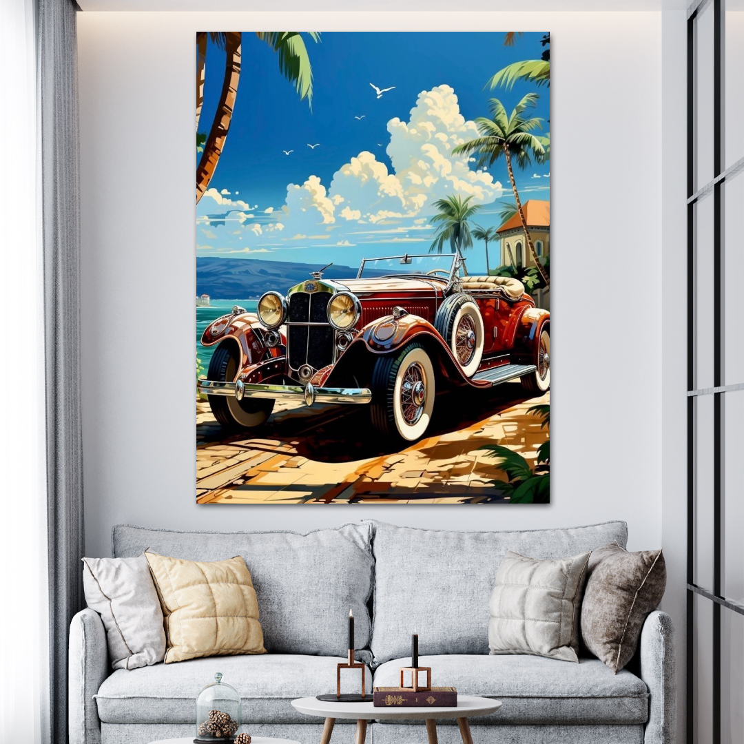 Classic car wall art mockup